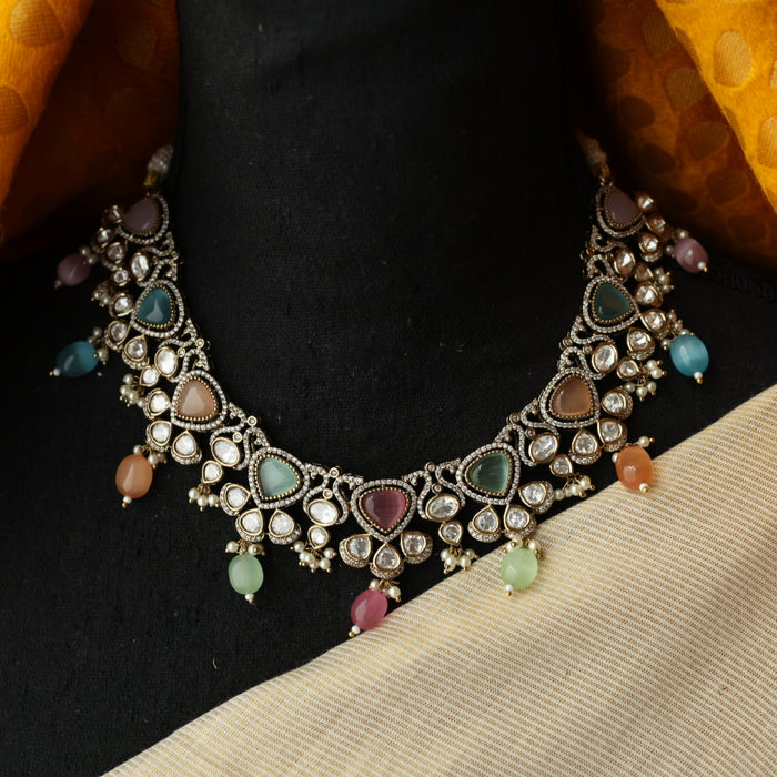 Trendy multi stone necklace and earrings TM421