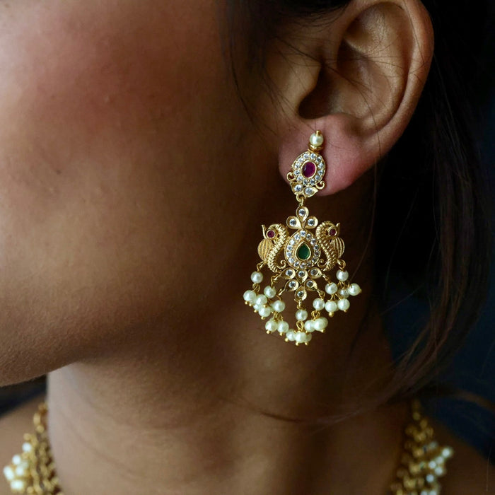 Antique pearl short necklace with earrings S1B16134