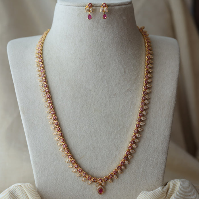 Heritage simple mango design long necklace and earrings H2444