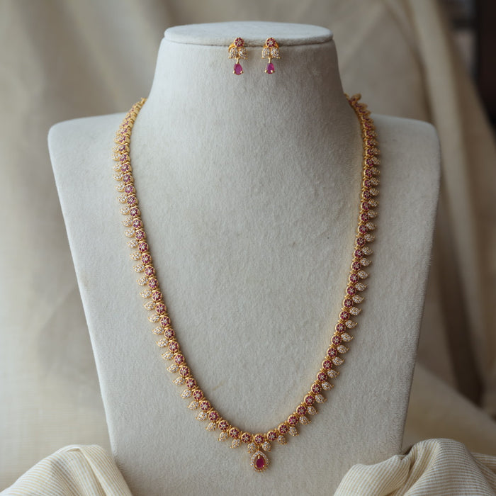 Heritage simple mango design long necklace and earrings H2444