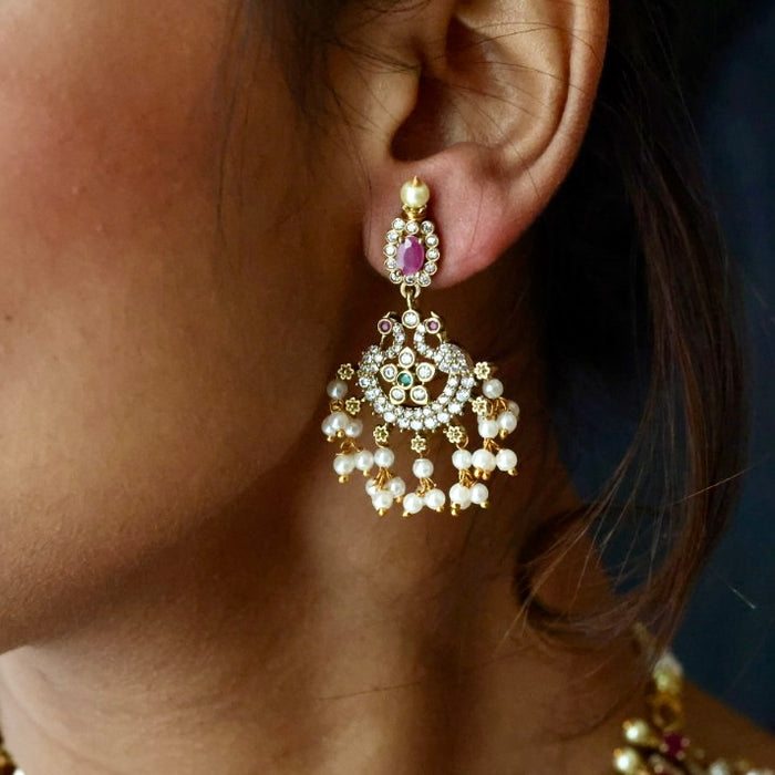 Antique pearl short necklace with earrings S1B1681