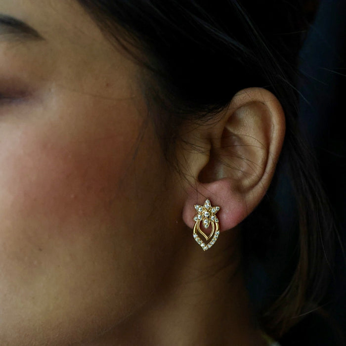 Antique white stone mango short necklace with earrings TTS4532