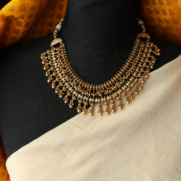 Antique white stone layer short necklace with earrings SS113451