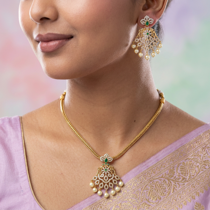 Antique simple short necklace and earrings TTS4322