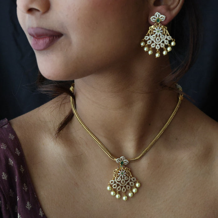 Antique simple short necklace and earrings TTS4322