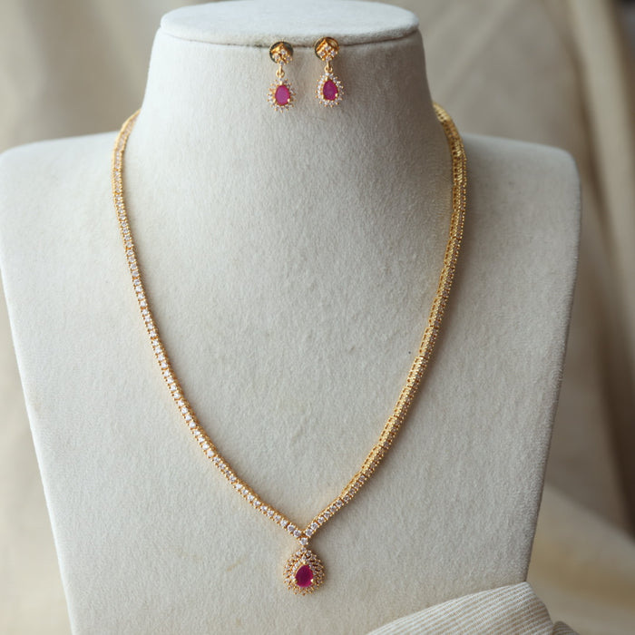 Heritage simple design long necklace and earrings HL344