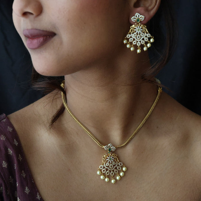 Antique simple short necklace and earrings TTS4322