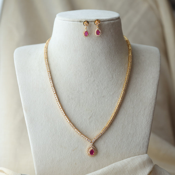 Heritage simple design long necklace and earrings HL344