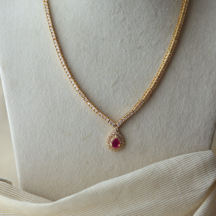 Heritage simple design long necklace and earrings HL344