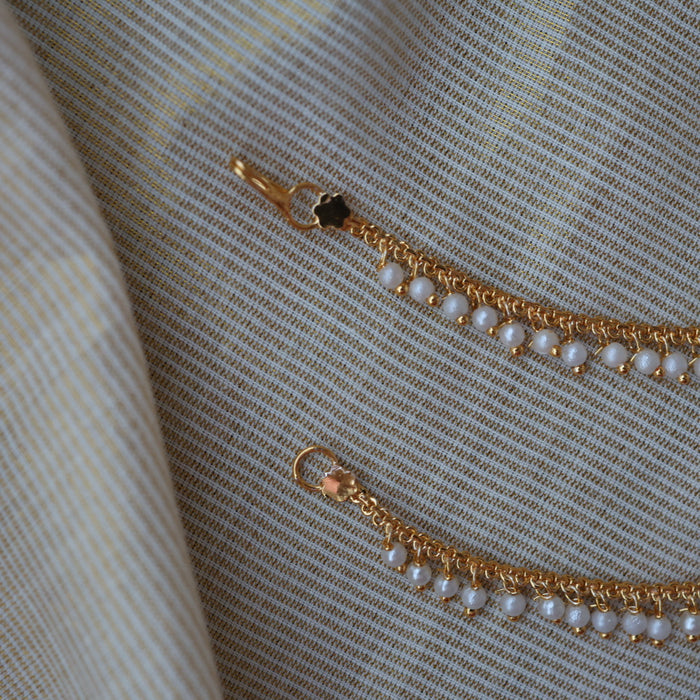 Heritage 2 layer gold and pearl mattal ear accessories HM1875