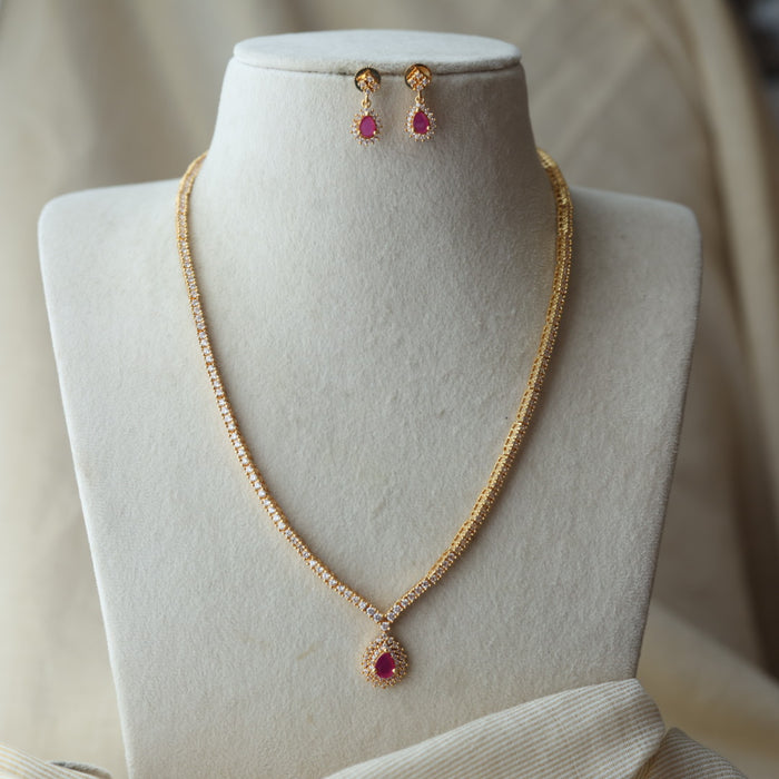 Heritage simple design long necklace and earrings HL344