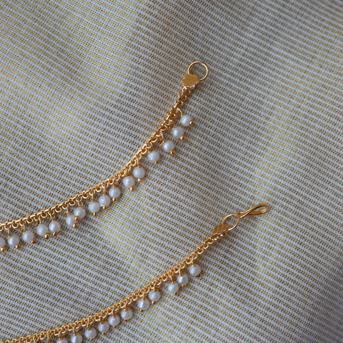 Heritage 2 layer gold and pearl mattal ear accessories HM1875