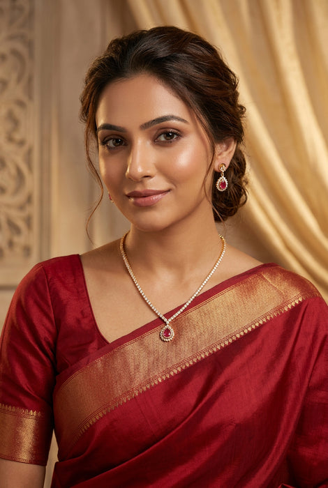 Heritage simple design long necklace and earrings HL344