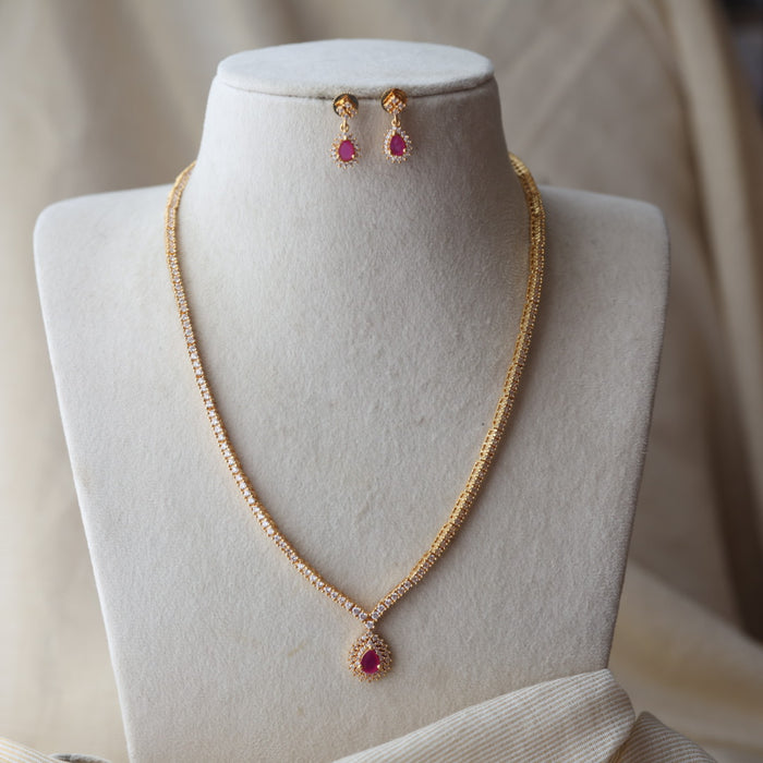 Heritage simple design long necklace and earrings HL344
