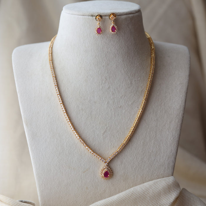 Heritage simple design long necklace and earrings HL344