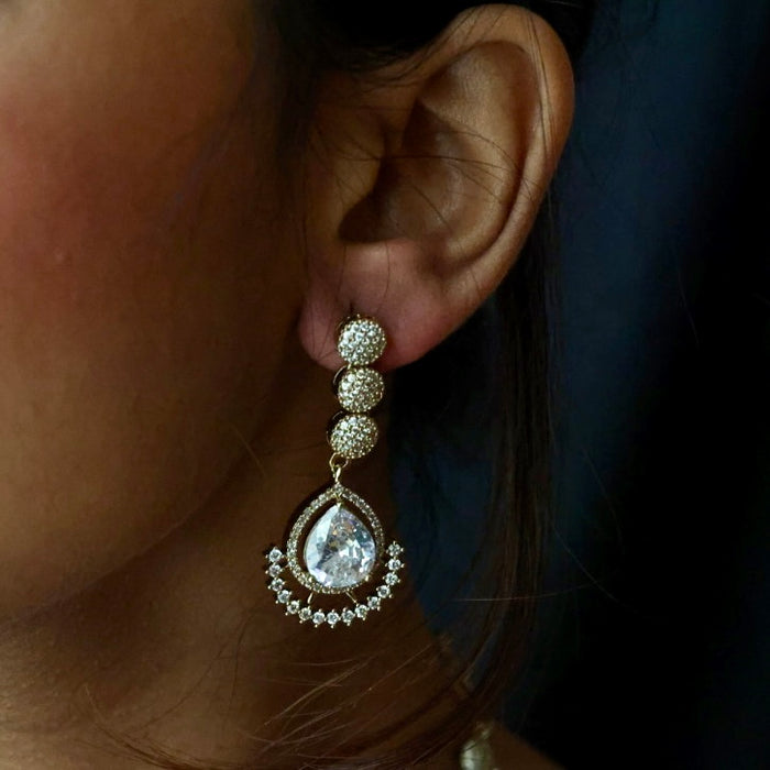 Victorian white stone short necklace with earrings V1056