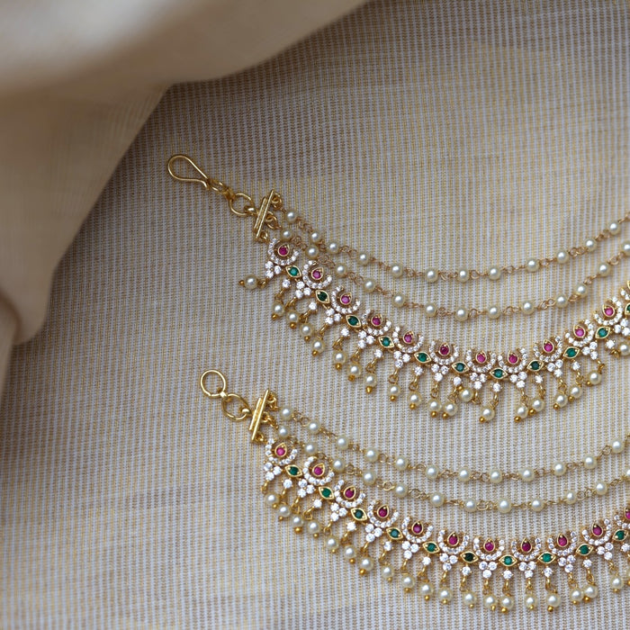 Heritage Gold Plated Mattal Ear Accessories | Bridal & Traditional Jewellery UK HM5323