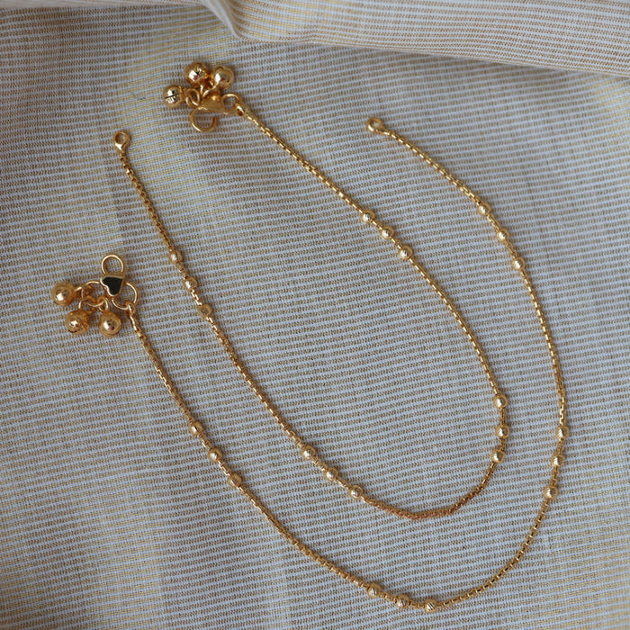 Heritage gold traditional simple stone anklet HAN002