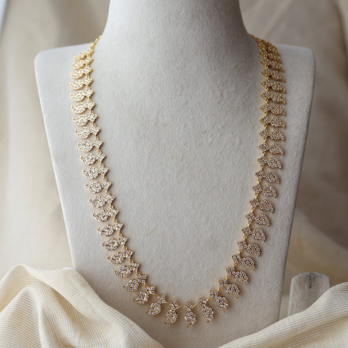 Heritage gold plated white stone mango design long necklace HL754