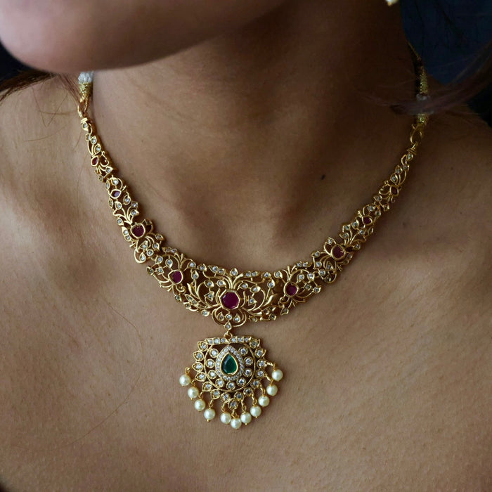 Antique simple design short necklace TTS4987