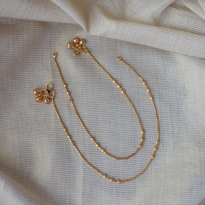 Heritage gold traditional simple stone anklet HAN002