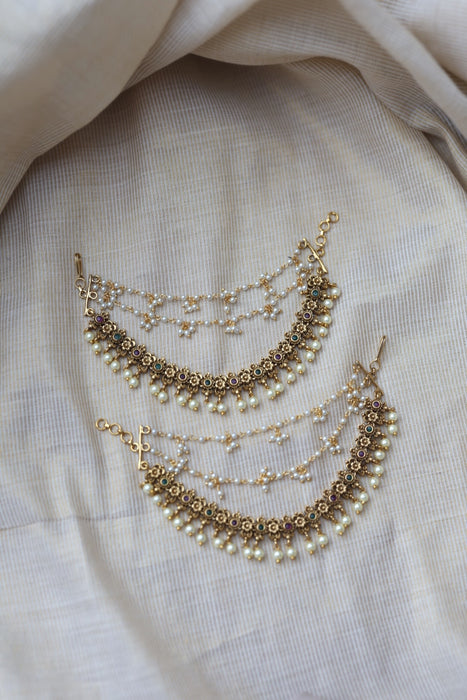 Antique 3 layer Mattal Ear Accessories | Bridal & Traditional Jewellery UK AM5421