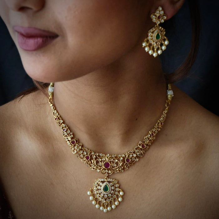 Antique simple design short necklace TTS4987