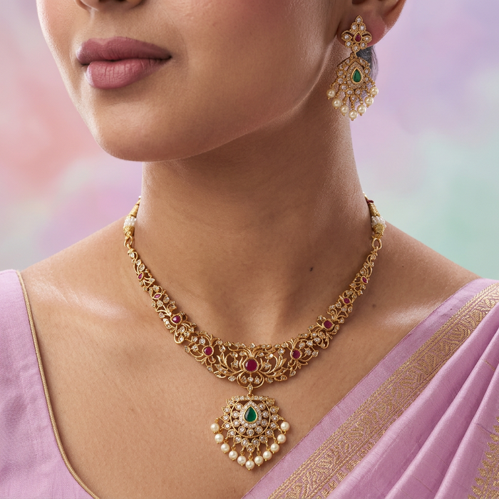 Antique simple design short necklace TTS4987