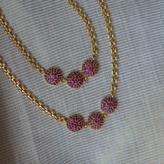 Heritage gold traditional simple ruby stone anklet HAN398
