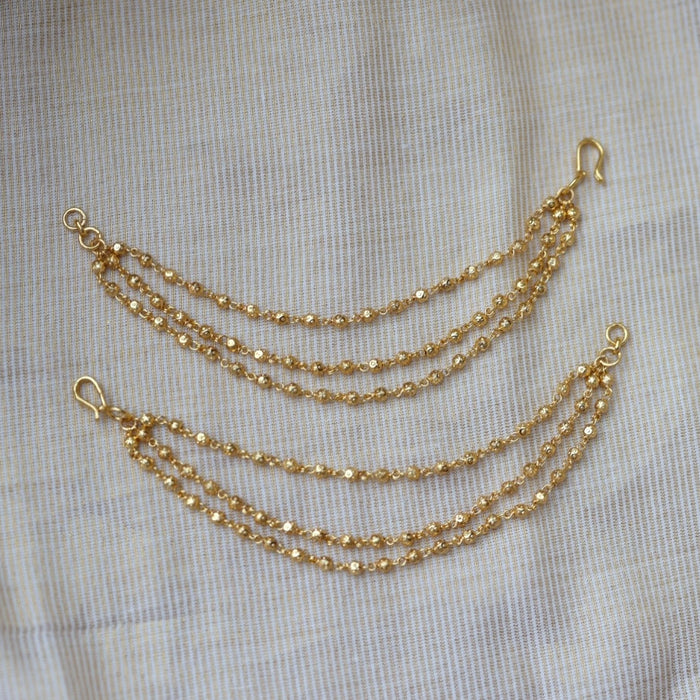 Heritage Gold Plated 3 layer Mattal Ear Accessories | Bridal & Traditional Jewellery UK HM5421