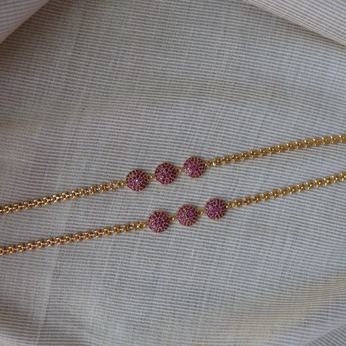 Heritage gold traditional simple ruby stone anklet HAN398