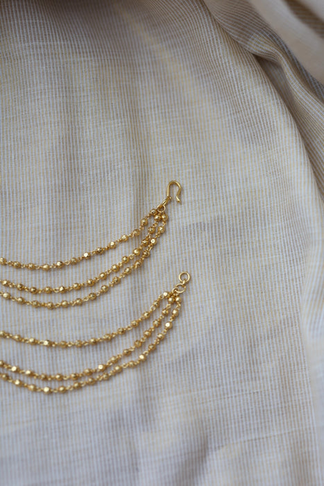 Heritage Gold Plated 3 layer Mattal Ear Accessories | Bridal & Traditional Jewellery UK HM5421