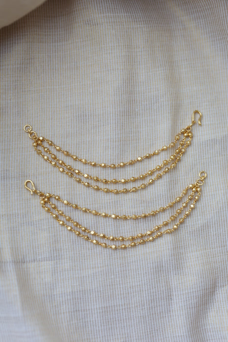 Heritage Gold Plated 3 layer Mattal Ear Accessories | Bridal & Traditional Jewellery UK HM5421