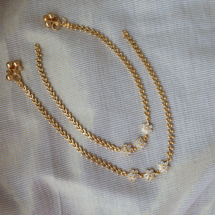 Heritage gold traditional simple stone anklet HAN122