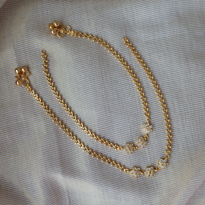 Heritage gold traditional simple stone anklet HAN122