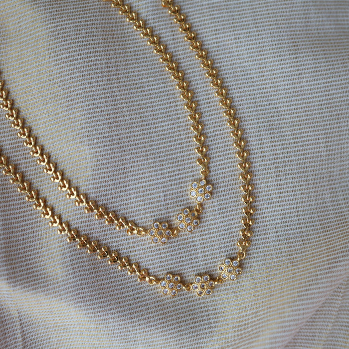 Heritage gold traditional simple stone anklet HAN122