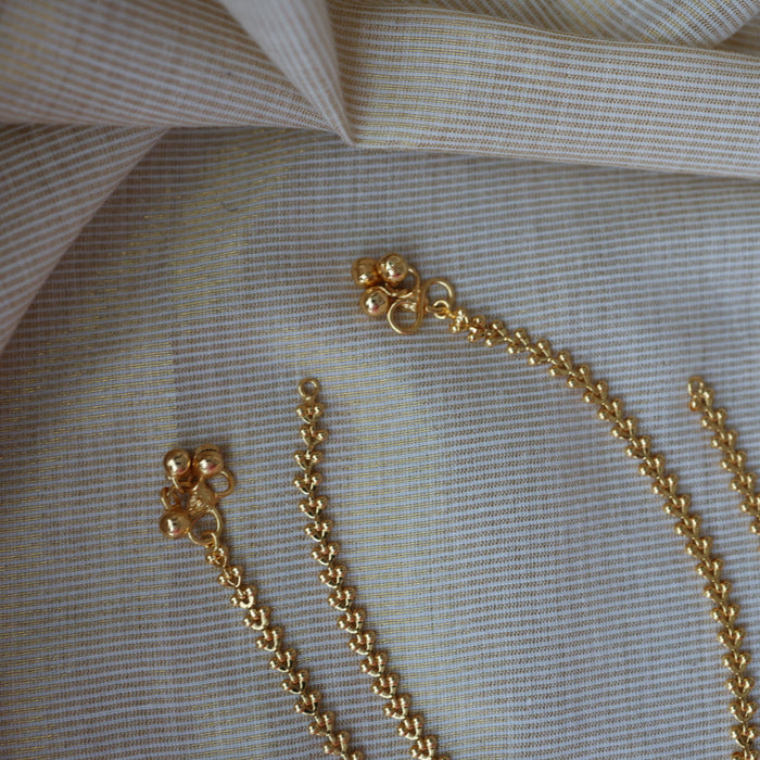 Heritage gold traditional simple stone anklet HAN122