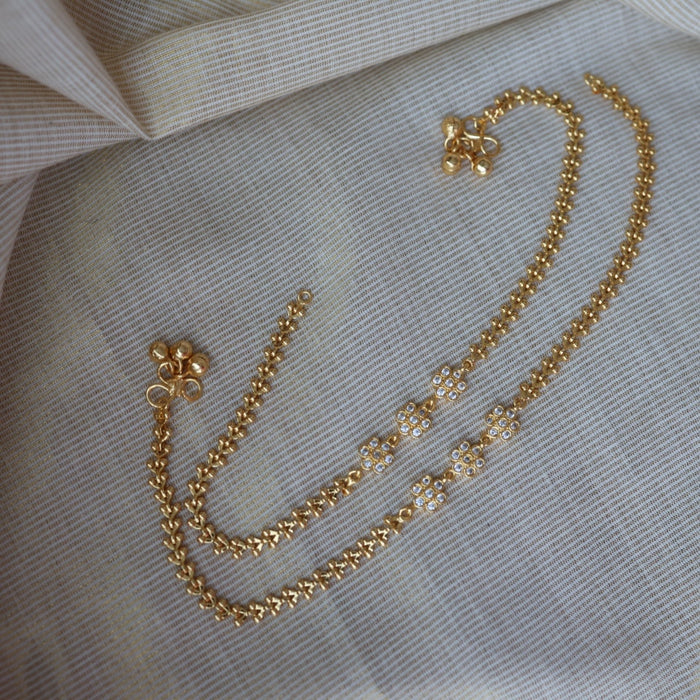 Heritage gold traditional simple stone anklet HAN122