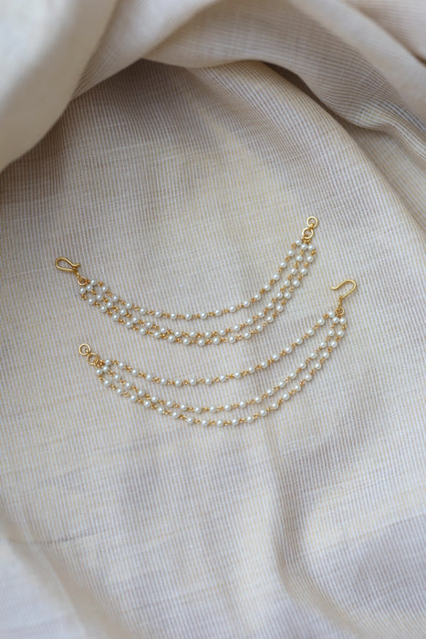 Heritage Gold Plated 3 layer pearl Mattal Ear Accessories | Bridal & Traditional Jewellery HM9421