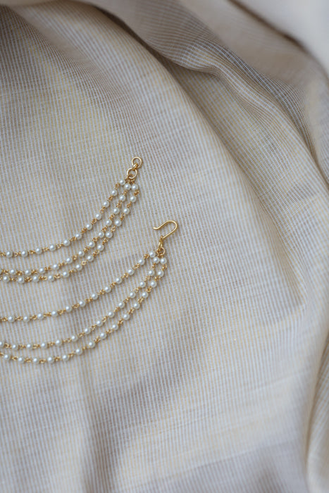 Heritage Gold Plated 3 layer pearl Mattal Ear Accessories | Bridal & Traditional Jewellery HM9421