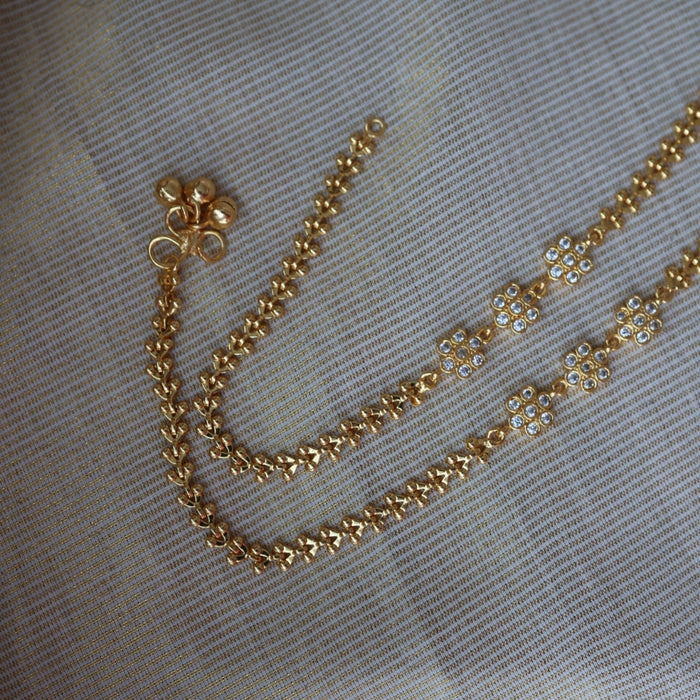 Heritage gold traditional simple stone anklet HAN122