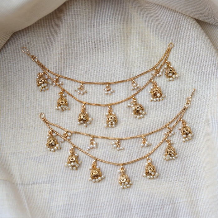 Heritage Gold Plated 2 layer Mattal Ear Accessories | Bridal & Traditional Jewellery UK HM5921