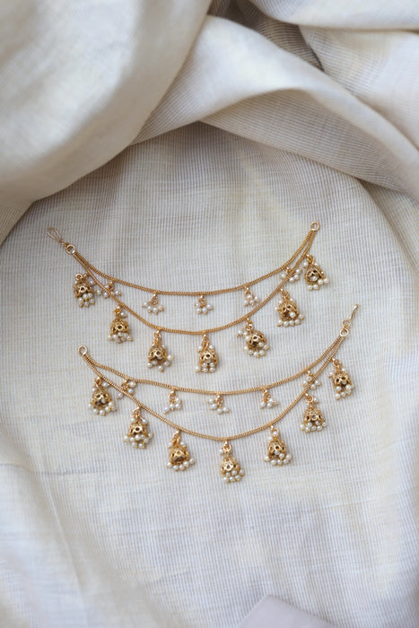 Heritage Gold Plated 2 layer Mattal Ear Accessories | Bridal & Traditional Jewellery UK HM5921