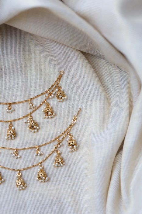 Heritage Gold Plated 2 layer Mattal Ear Accessories | Bridal & Traditional Jewellery UK HM5921