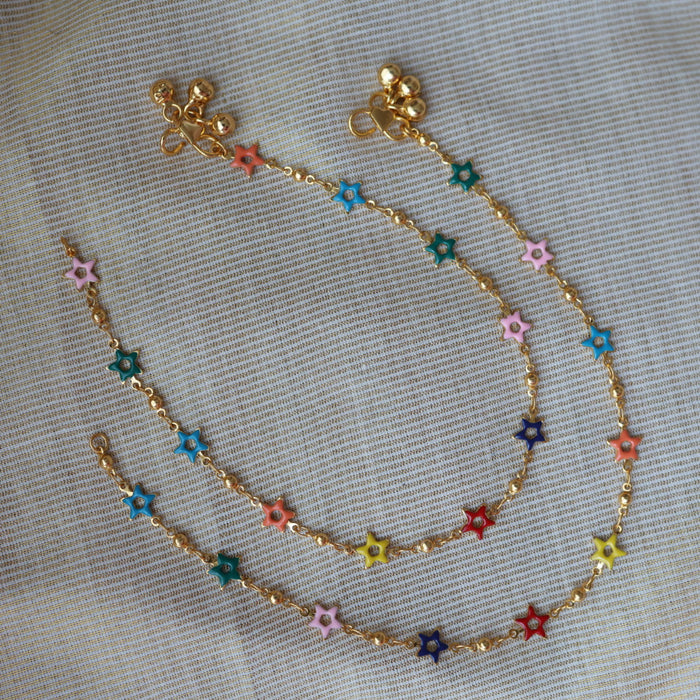 Heritage gold traditional simple stone anklet HAN1623