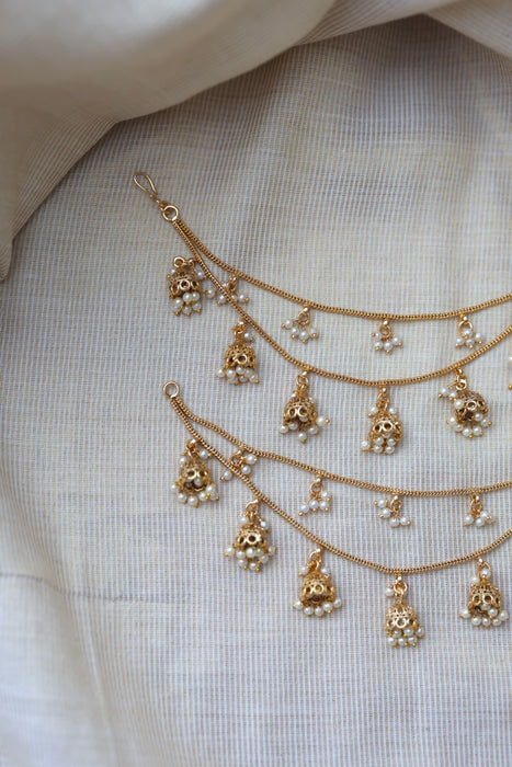Heritage Gold Plated 2 layer Mattal Ear Accessories | Bridal & Traditional Jewellery UK HM5921