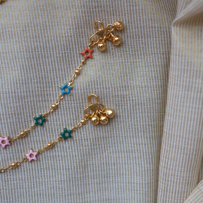 Heritage gold traditional simple stone anklet HAN1623