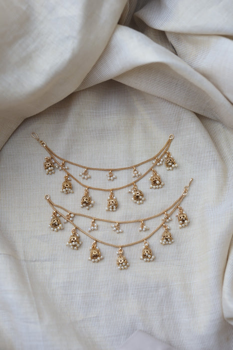 Heritage Gold Plated 2 layer Mattal Ear Accessories | Bridal & Traditional Jewellery UK HM5921