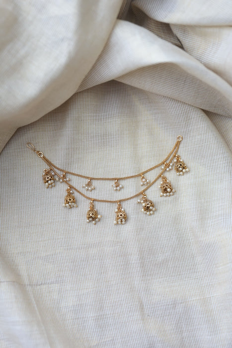 Heritage Gold Plated 2 layer Mattal Ear Accessories | Bridal & Traditional Jewellery UK HM5921
