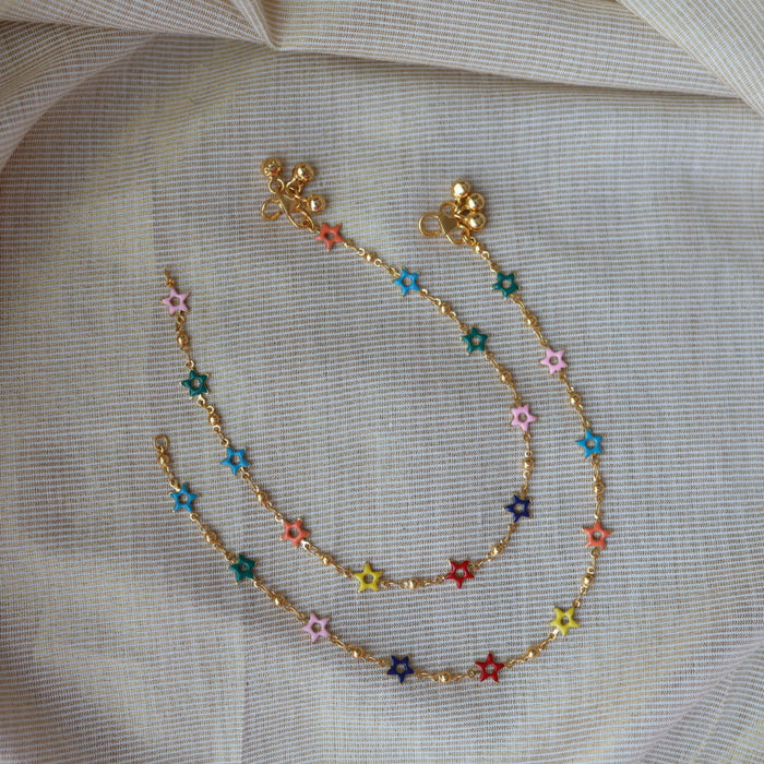 Heritage gold traditional simple stone anklet HAN1623